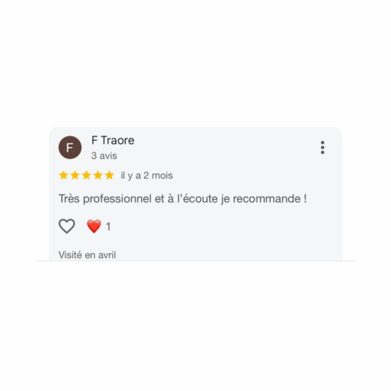 Avis Google d'une patiente du Cabinet Hoda