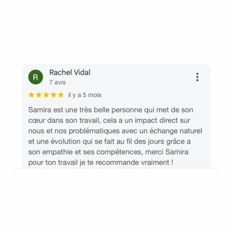 Avis Google d'une patiente du Cabinet Hoda